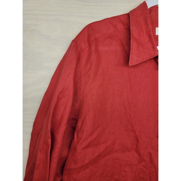 Elizabeth by Liz Claiborne Women's SZ 18 Tunic Button Up Shirt 100% Linen Red - Picture 6 of 10